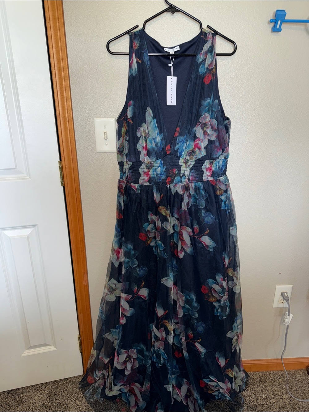 Baltic Born Navy Floral V-Neck Maxi Dress
